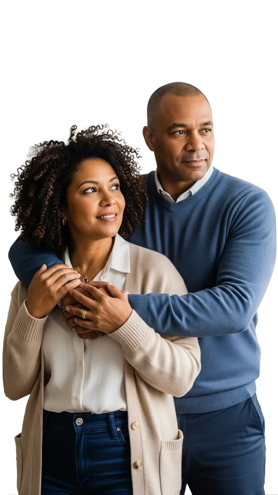 Imagem de um casal pensando no futuro